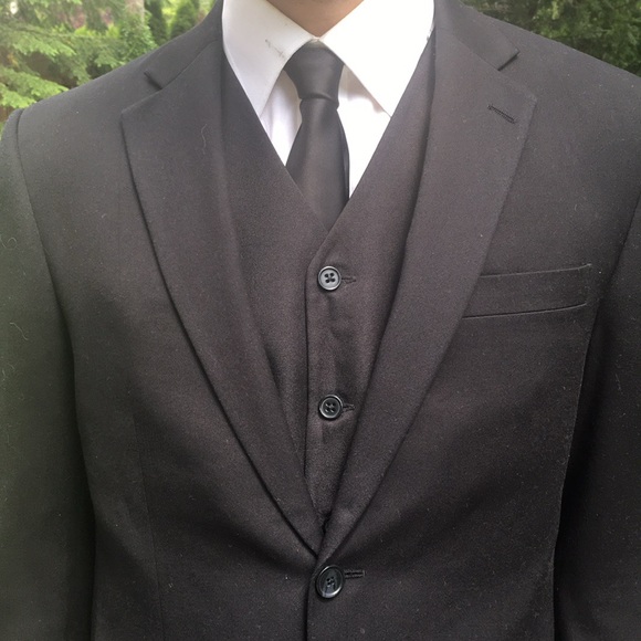 🛍️#2187 EUC J. Ferrar Modern Fit Men’s 3 Piece Black Suit - Picture 11 of 16